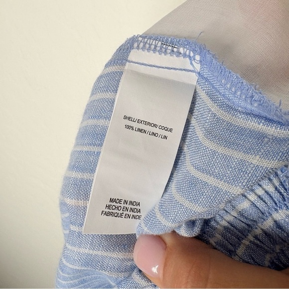 Anthropologie Vitamin A The Getaway Pant 100% Linen Blue Stripes Size Small - Picture 11 of 12